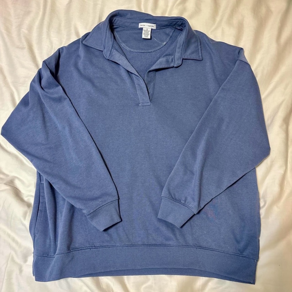 Blue Better Together Collared Crewneck